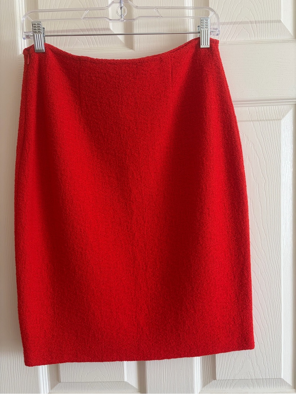 Red Classic Women's Pencil Skirt by St. John - Picture 2 of 3